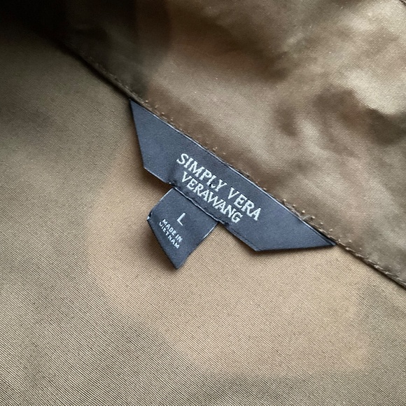 Simply Vera VeraWang Army Military Coat Jacket Feminine Ruffled Tied Waist - Picture 4 of 12